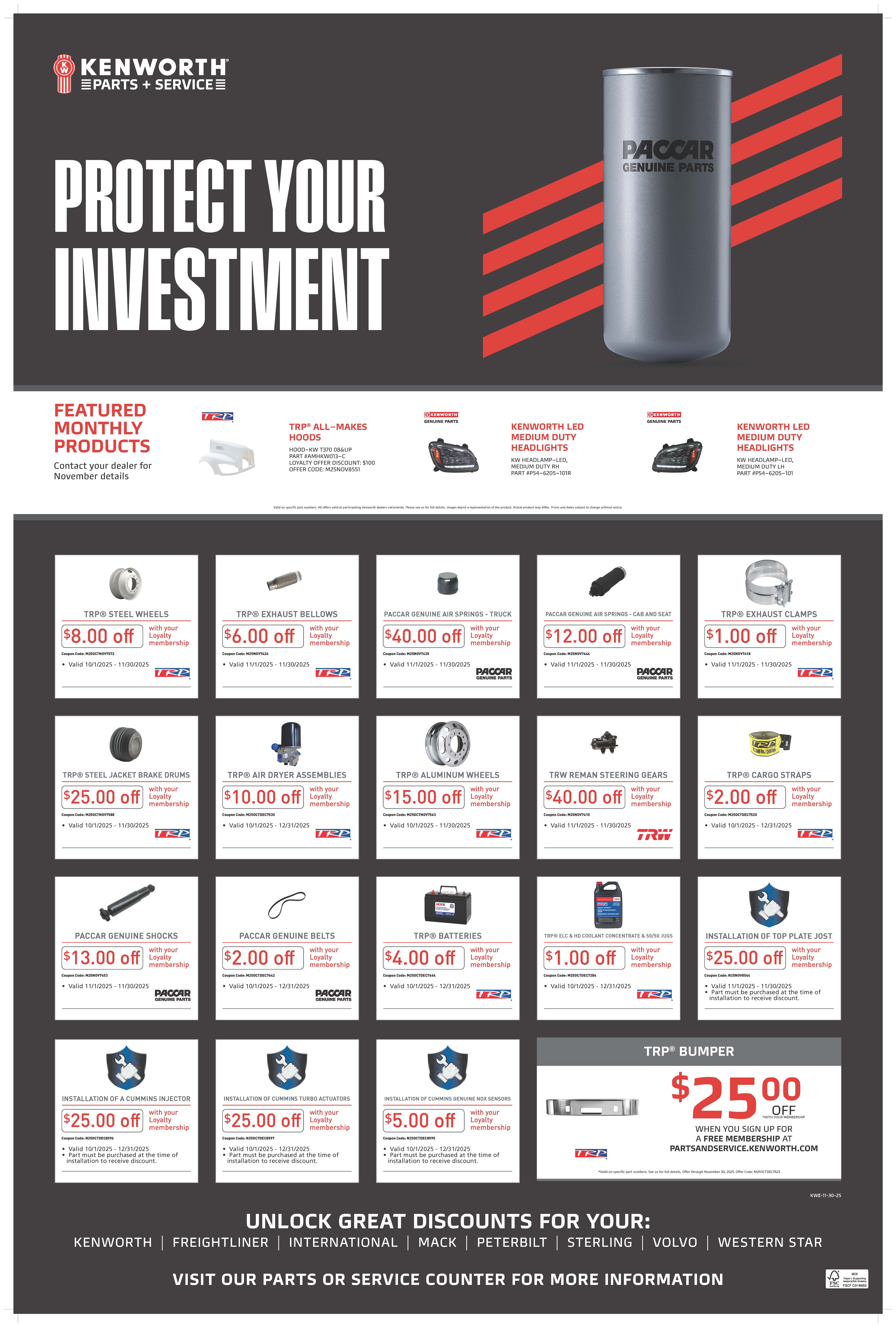 Kenworth November Part Specials Kenworth November Part Specials